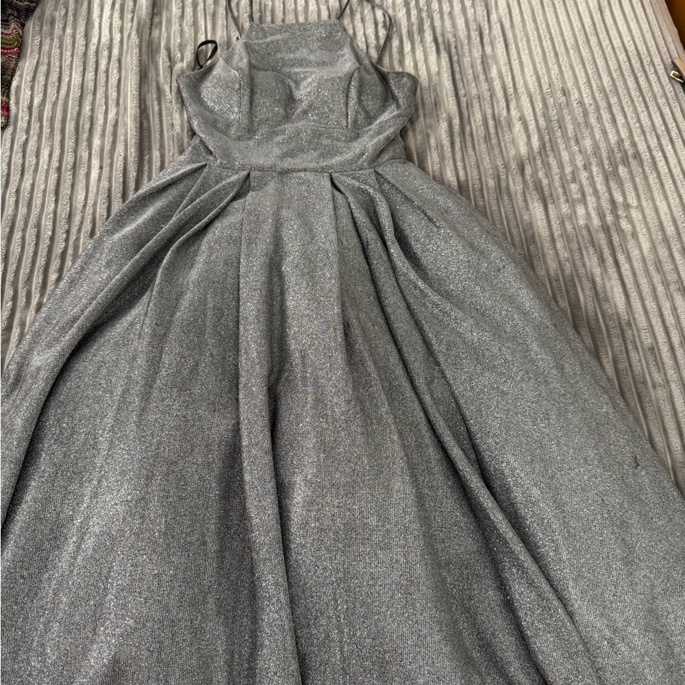 Davids Bridals Elegant Silver Dress